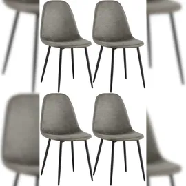 CLP 4er Set Esszimmerstühle Napier, Dunkelgrau Kunstleder