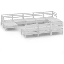 vidaXL 10-tlg. Garten-Lounge-Set Weiß Massivholz Kiefer