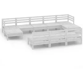 vidaXL 10-tlg. Garten-Lounge-Set Weiß Massivholz Kiefer