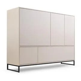 agmat-furniture Kommode Genua mit 5 Türen, Sideboard in Farbe: Creme, Schrank in Größe: 160 x 120 x 45 cm - Beige