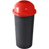 KUEFA HD-EW 60 Liter Mülleimer, Müllsackständer mit Einwurf-Scharnierdeckel und Befestigungsring für den Gelben Sack, Sammelbehälter für Pfandflaschen, Leergut (Rot)