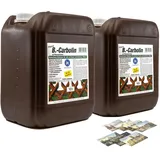 KOVA® 2x 10L B-Carbolin Holzlasur + 1x Bildmagnet! Öl Holzfarbe für optimalen Holzschutz aussen Braun Farbe für Holz-Zäune, 2x 10 L Liter Holzschutzlasur Wetterfest für Außen & Innen, ähnlich Holzlack