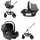 KIKKABOO Kombikinderwagen Amaia 3in1 i-Size Babyschale umbaubar Federung Tasche dunkelgrau