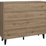 Vicco Sideboard Bahia Eiche 139 x 117 cm mit 8 Schubladen