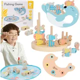 Classic World Angelspiel ab 2 Jahre | Fische Angeln Spiel (3in1) | Balancierspiel, Stapelspiel für Kinder | Montessori | Angelspiel Holz