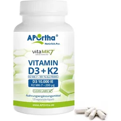 Vitamin D3 10.000 IE + Vitamin K2 vitaMK7® 200 μg - 120 vegetarische Kapseln One Size