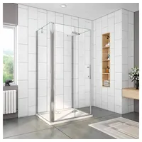 duschspa Komplettdusche U-Form Duschkabine Falttür mit 2 Seitenwänden Duschtür Scharniertür, BxT: 100x80 cm, Einscheibensicherheitsglas, Sicherheitsglas, Set, mit 2 Seitenteilen, links und rechts montierbar 100 cm x 80 cm