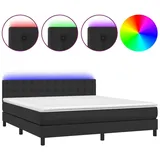 vidaXL Boxspringbett mit Matratze & LED Schwarz 160x200 cm Kunstleder