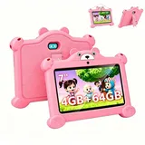 LETGOSPT 7 Zoll 4GB+64GB WiFi Bluetooth IPS HD-Display Android 15 Kinder Tablet (7", 64 GB, Android 15, WiFi, ab 3 Jahren Dual-Kamera mit Hülle & Stift, Google Kids Space Gemini AI) rosa