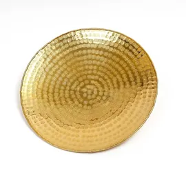 MARELIDA Tablett Dekotablett Serviertablett rund Kerzenteller D: 28cm gold