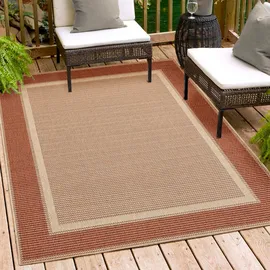 Andiamo Teppich ANDIAMO "ARIZONA 2", terra, B:60cm H:5mm L:110cm, Kunstfaser, Teppiche, Teppich, Flachgewebe, mit Bordüre, In- und Outdoor geeignet, wetterfest