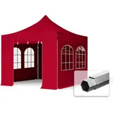 TOOLPORT Faltpavillon Professional 3x3 m mit 4 Seitenteilen - ALU Pavillon Partyzelt in rot