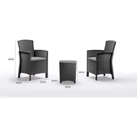 Dmora Lounge-Set für den Außenbereich Dfre, Garten-Set mit Kissen, Lounge-Set für den Innenbereich in Rattan-Optik, 100 % Made in Italy, Anthrazit - Schwarz