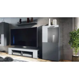 Vladon Vitrine, Weiß, Holzwerkstoff, 50.5x111x32.5 cm, Wohnzimmer, Wohnwände, Vitrinenschränke