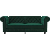 Dorel Home 3-Sitzer Felix, Schlafsofa 236 cm, (Liegefläche 108x190cm), Rückenlehne, 3-fach verstellbar, Velours, Kunstleder, Luxus-Microfaser Vintage grün