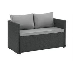 SVITA ATHINA Sitzgruppe Outdoor Gartenmöbel Set Balkonmöbel Polyrattan Schwarz