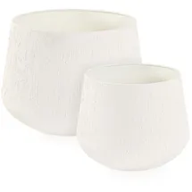 BIZZOTTO Outdoor-Vase Kenar 2er-Set aus Metall, modern handgefertigt, niedrig, weiß, für außen und innen