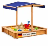 BestLivings Sandkasten mit Dach 98x98x17 cm braun