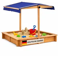 BestLivings Sandkasten mit Dach 98x98x17 cm braun