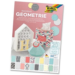 folia Papierblock "Geometrie", mint-koralle-gelb, 24 x 34 cm, 20 Blatt