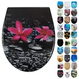 Fanmitrk WC Sitz mit Absenkautomatik, Toilettendeckel Duroplast, Klodeckel mit Schnellverschluss, Klobrille Montage von oben, Toilettensitz mit Motiv