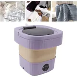 6L tragbare Mini-Eimer-Waschmaschine, faltbar, automatische Mini-Waschmaschine mit sanftem Schleudern, 100–240 v, violette Farbe, EU-Stecker - Eosnow