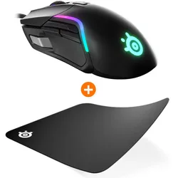 SteelSeries Rival 5 Gaming Maus + Steelseries QcK Medium Mauspad kabelgebunden, 400-18.000dpi, 85g, schwarz