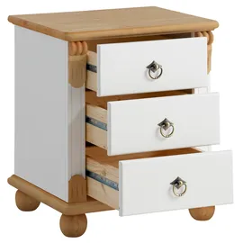 otto home Nachtkommode OTTO HOME "Tessin", weiß (weiß, honig), B:45cm H:50cm T:38cm, Sideboards, aus massiver FSC-zertifizierter Kiefer, mit 3 Schubladen