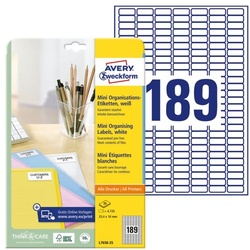 Avery Zweckform 4725 Mini-Organisations-Etiketten - 25,4x10 mm »L7658-25« weiß
