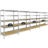 Proregal Mega Deal 4x Schwerlastregal Rivet HxBxT 180 x 120 x 60 cm Fachlast 250 kg Verzinkt