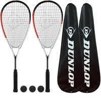 Dunlop Biotec X-Lite Squashschläger x 2 + Schlägerhülle (2) + 3 Squash-Bälle (Verschiedene Optionen) (Biotec Max)
