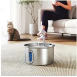 PawHut Trinkbrunnen mit leiser Pumpe, LED, Aktivkohlefilter, Wasserstandsfenster 2.5 l, Leicht zu Reinigen, für Katzen Hunde silberfarben