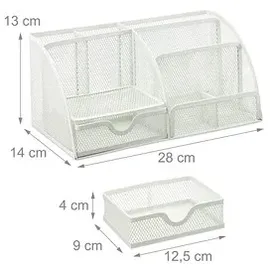 Relaxdays Schreibtisch-Organizer Metall 19000 x 12500 mm Weiß 6 St.