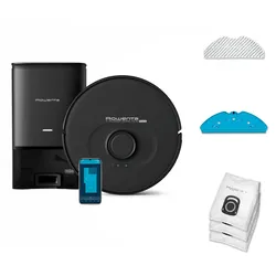 ROWENTA Nass-Trocken-Saugroboter "X-Plorer 75S+ Neo, mit Wischfunktion und Absaugstation, lange Laufzeit", schwarz, B:33,5cm H:38,5cm T:47cm, Saugroboter, 2700 Pa Saugleistung, präzise Lasernavigation, Sprachassistent, RR85E3