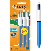 BIC 4 Farben Kugelschreiber Set 4 Colours Original, 3er Pack, Ideal für das Büro, das Home Office oder die Schule