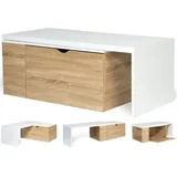 Drehbarer Couchtisch aus Holz und Weiß 360° lizzi ausziehbar mit Truhe