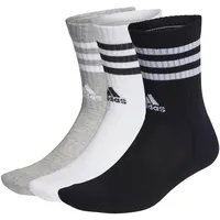 adidas 3-Streifen Cushioned Crew Socken 3 Paar Medium Grey Heather / White / Black / White 43-45