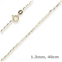 Schmuck Krone Goldkette 1,3mm Ankerkette flach aus 585 Gelbgold 40cm, Gold 585 goldfarben