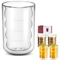 REDOM Latte-Macchiato-Glas 4er Set 350 ml Doppelwandige Latte Macchiato Gläser, 4-tlg., Borosilikatglas, Cocktailgläser, für kalte und warme Getränke, mit Schwebeeffekt weiß