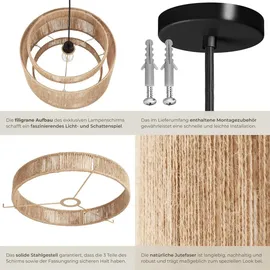 Tectake tectake® Pendelleuchte Lignea Lux Boho-Stil, Wickeltechnik, 40 W, 46 x 32 cm