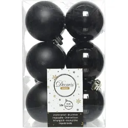 Christbaumkugeln bruchfest Ø 6 cm 12 Stück Schwarz glanz / matt