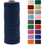 MOMAHUA 2mm Marineblau Makramee Garn, 100m Makramee Baumwollgarn 2mm/3mm, Baumwollkordel Natur, Baumwoll Bastelschnur für Basteln Stricken Boho Deko DIY Handwerk Wandbehang Wohnzimmer Balkon