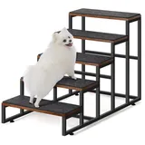 LIANTRAL Hundetreppe für Kleine Hunde, 5-Stufen Hundetreppe für Bett und Sofa, aus Metall und Holz, rutschfeste Hundetreppe für kleine Hunde und Katze, ältere oder verletzte Haustier, 52 cm Hoch