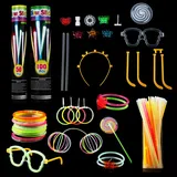 367PCS Knicklichter Party Set, 150 Stück Knicklichter, mit 217 Verbinder, Neon Knicklichter Ketten Sets für Geburtstagsdekorationen, Hochzeitsfeiertaschen, Halloween, Weihnachten