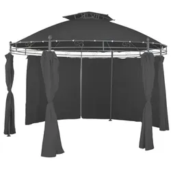 Lex Pavillon ⌀3,5 m Gartenpavillon wasserdicht inkl. Seitenteile Pergola steingrau : Steingrau