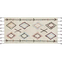 Teppich Baumwolle beige 80 x 150 cm geometrisches Muster CORUM