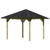 Karibu Pavillon Sevilla Set kdi mit Schindeln Schwarz 265 cm x 265 cm x 290 cm