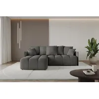 Altdecor Ecksofa mit Schlaffunktion und Bettkasten LONLI-L 251x189x68 Dunkelgrau