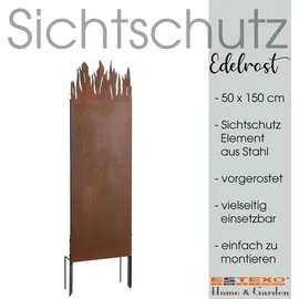 Estexo Metall Gartenzaun Sichtschutzwand cm Edel-Rost Sichtschutz-Element Flammen