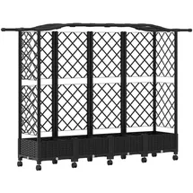 vidaXL Hochbeet mit Rankgitter und Dach 203,5 x 40 x 129 cm Schwarz